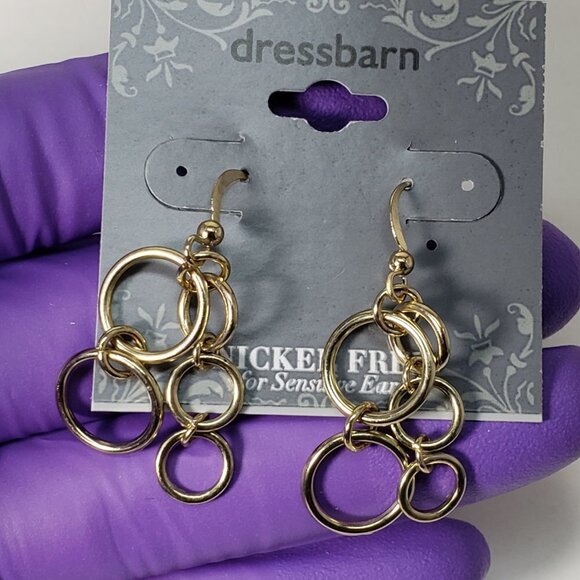 2/$30 Gold tone Hoops Cluster Design Drop Dangle Earrings, 1.75-in Women Jewelry - Picture 7 of 8